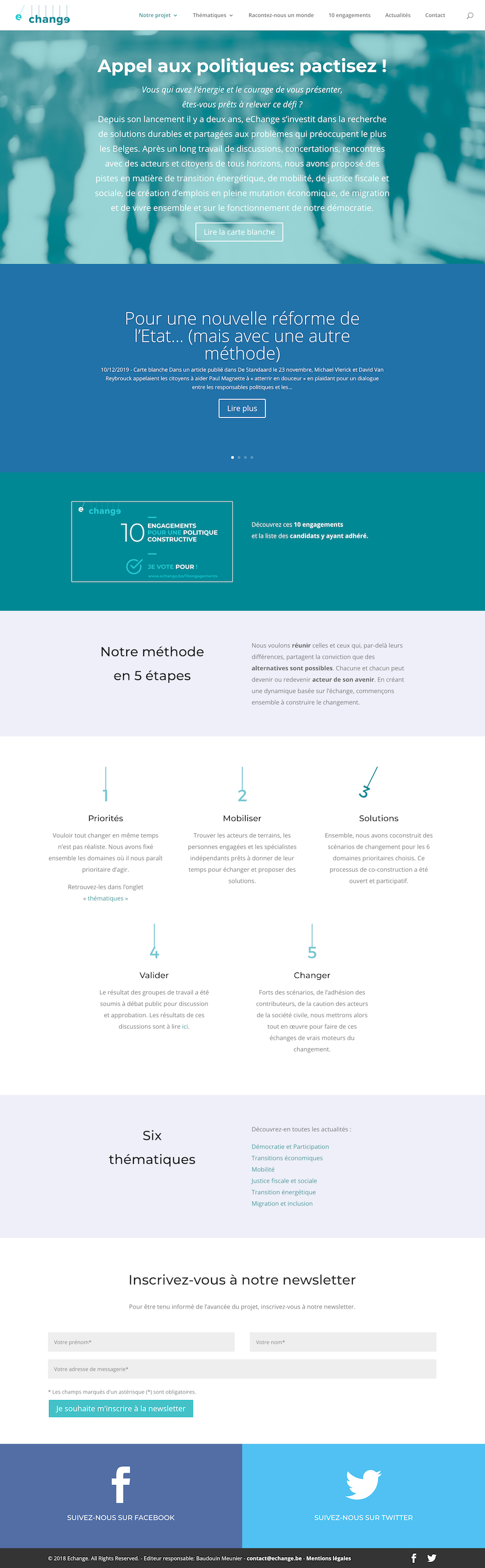 Capture d'écran Page d'accueil eChange Capture d'écran Page d'accueil eChange